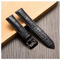 FUYIJIA кожаный ремешок для часов из воловьей кожи с пряжкой и крокодиловым узором 12~ 24 мм аксессуары для часов - Цвет ремешка: Black-black buckle