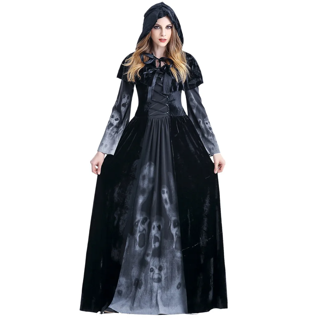 Halloween Women party dress 2019 Winter Fashion Cosplay Costume Vintage Witch Long Sleeve Maxi Dress dresses woman party night Halloween Women party dress 2019 Winter Fashion Cosplay Costume Vintage Witch Long Sleeve Maxi Dress dresses woman party night