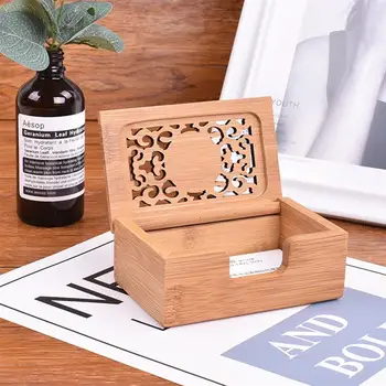 

1PC Business Card Case Bamboo Name Card Holder Hollow out Card Box Visiting Card Container for Manager Women Boss Men