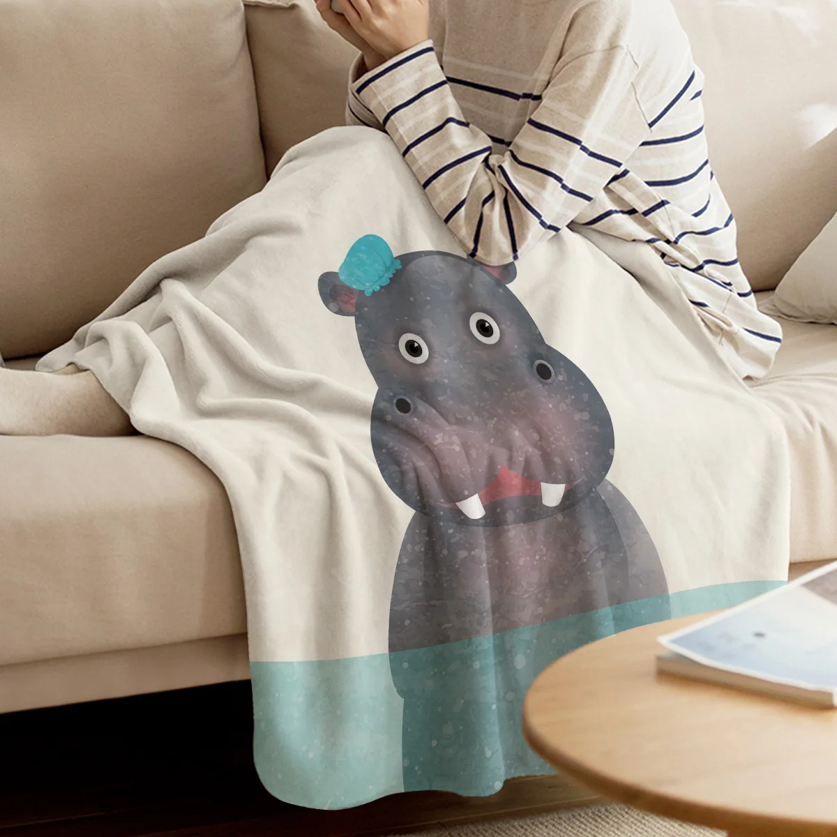 Hippopotamus купальное животное тематическое покрывало одеяло флисовый плед пледы обертывание улучшить сон Minky флис декоративные уютные