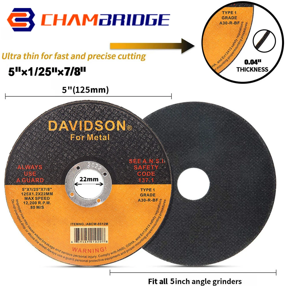 125mm Metal Cutting Discs 5" 1/25" Bore Cut Off Wheel Flap Sanding Grinding Discs for Angle Grinder Rotary Tool 10Pcs