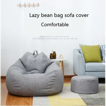 

Extra large lazy bean bag sofa cover 100*120cm no padding linen chair bean bag sofa tatami living room Sitting room furniture