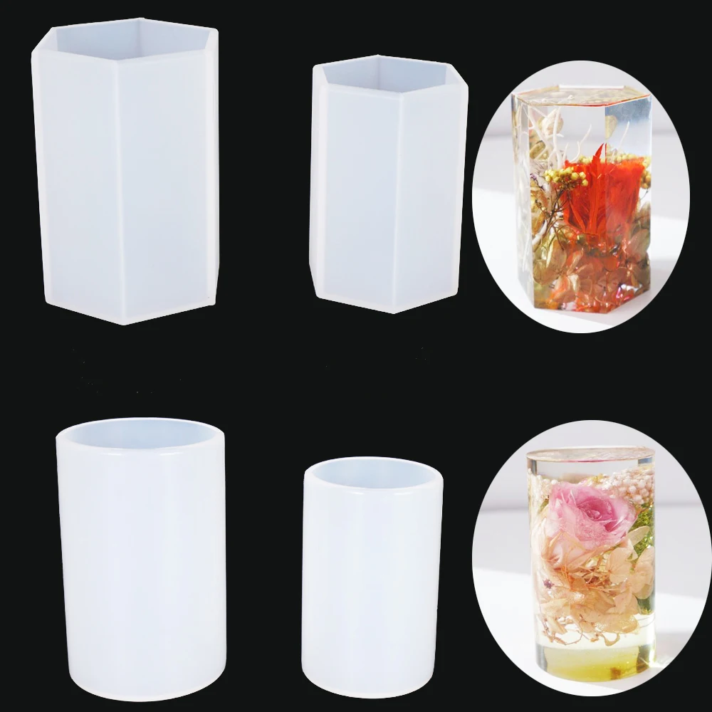 Hexagonal Round Cylindrical vase shape Dried Flower art Silicone Mold Jewelry craft Making tool DIY UV epoxy resin molds | Украшения и