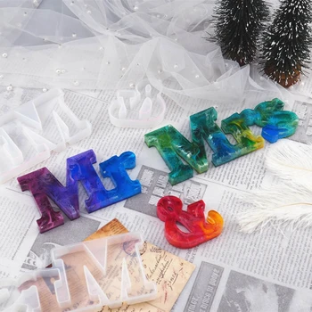

2020 New 3 Pack DIY Alphabet Letter Mr & Mrs Epoxy Resin Casting Molds Art Craft Tools