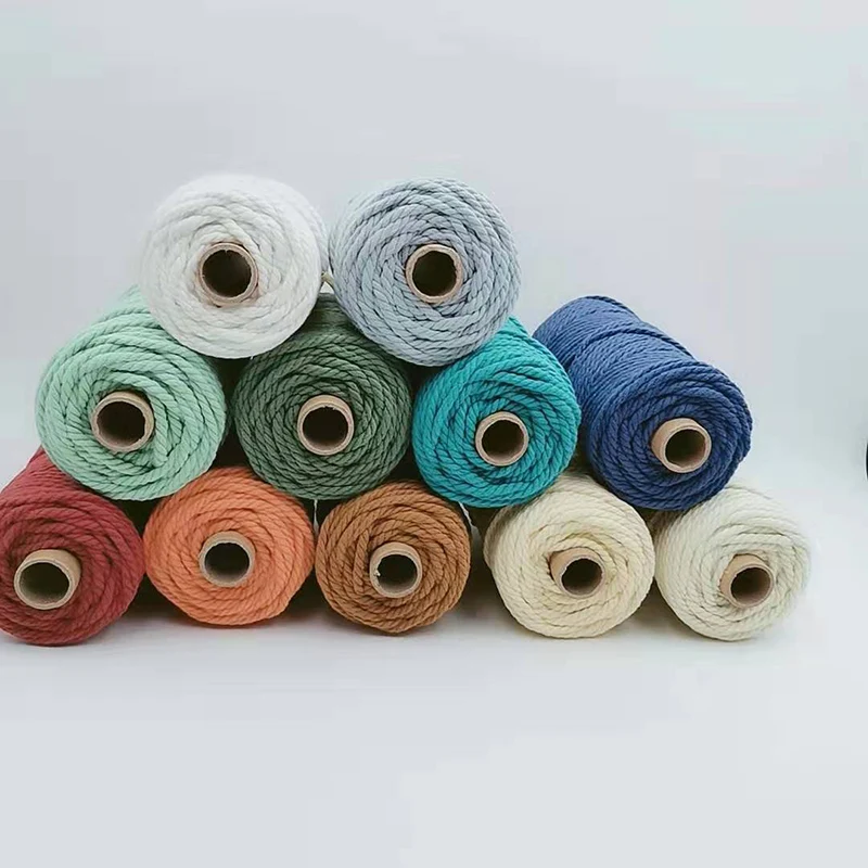Green -Corde Torsadée En Coton Pour Macramé,21 Couleurs