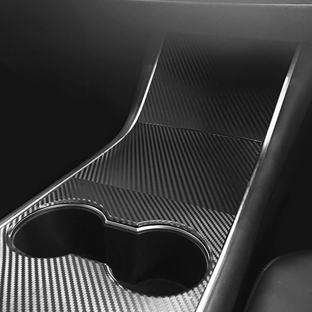 

Protector Carbon Fiber Sticker 5D Stereo Center Console Cover Car Decor Wrap Black Lightweight Auto Styling For Tesla Model 3