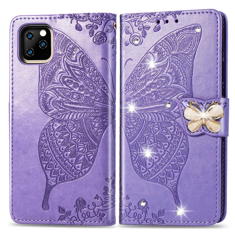 

Bling Diamond Book Flip Leather Case For iPhone 11 Pro Max Butterfly Wallet Card Slots Cover For iPhone X XS Max XR 6 7 8 Plus