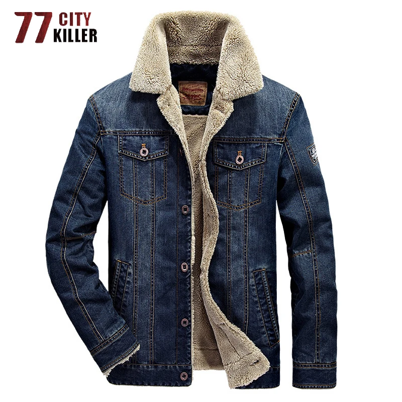 

Plus Size Fashion Denim Jacket Men Winter Thick Wool Liner Warm Mens Jacket Outwear Windbreaker Jeans Coats Male Cowboy Clothing