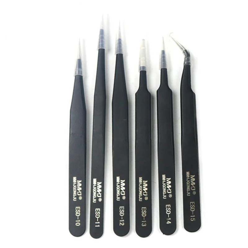 Anti-static ESD Stainless Steel Tweezers Maintenance Industrial Precision Curved Straight Tweezers Repair Tools 1 pcs tweezer tool tweezers repair tool