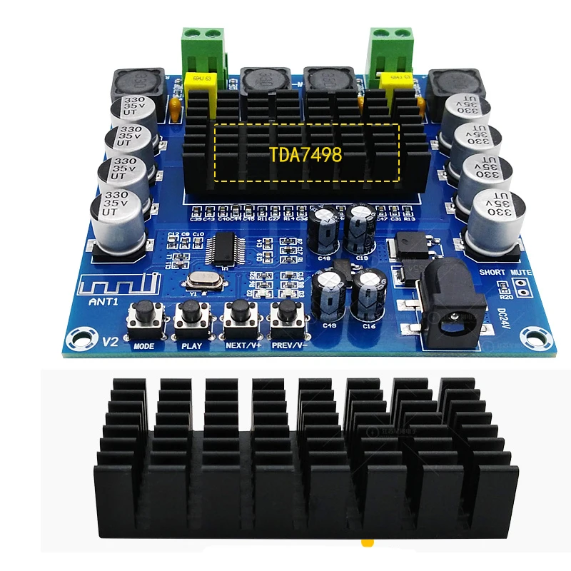 Цифровая плата усилителя KYYSLB DC12 ~ 24 В 100 Вт * 2 высокая мощность 10 м Bluetooth TDA7498