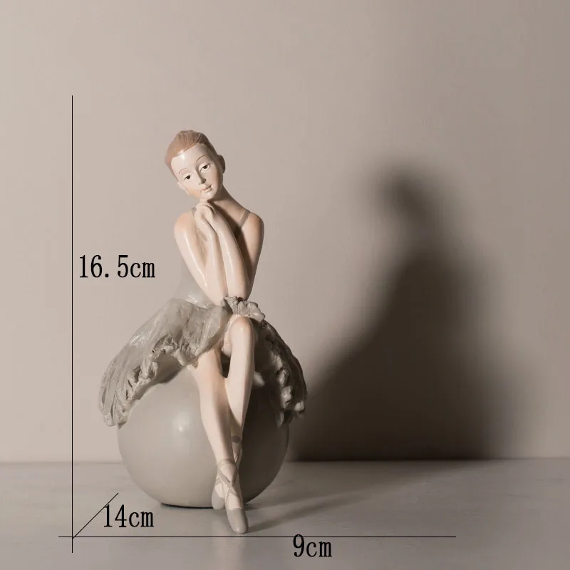 Cartoon Miniature Figurines Home Decor Cute Retro RefinedSimulation Resin Elegant Ballerina Decoration Living Room Ornament - Цвет: H