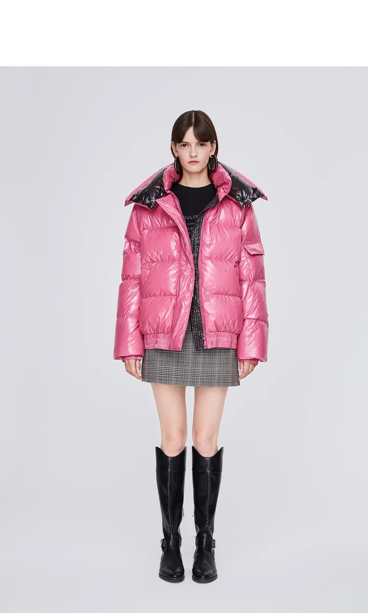 Зимнее непромокаемое глянцевое пуховое пальто большого размера, женский толстый теплый пуховик с высоким воротником, толстые теплые парки F263