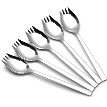 

304 stainless steel long handle fork spoon one spoon Creative home salad spoon student fruit fork soup spoon