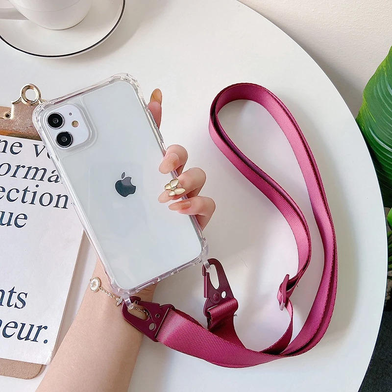 Clear Crossbody Phone Case with Lanyard Strap and Transparent Back Cover
