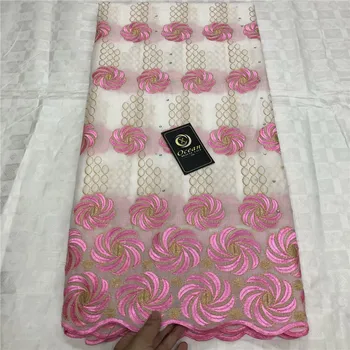 

Popular African cotton lace material Swiss voile fabric for lady dress OCH38(5yards/lot) multi color