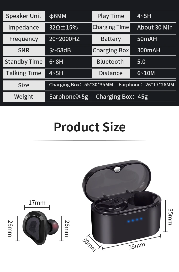 TWS Bluetooth наушники гарнитура 5,0 True беспроводной стерео мини один и двойной вход Водонепроницаемый Анти-потоотделение Спортивная гарнитура