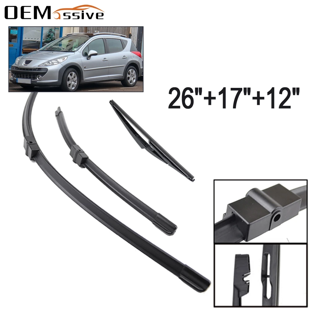 Limpiaparabrisas delantero y trasero, de para Peugeot 207 SW 26 "17" 12 "2006 2007 2008 2009 2010 2011 2012|Limpiaparabrisas| - AliExpress