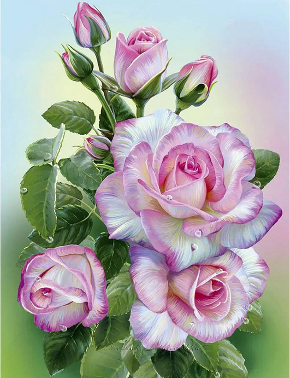 5D DIY Diamond Painting Flowers Vase Cross Stitch Kit Full Drill Embroidery Mosaic Rose Art Picture Of Rhinestones Gift Decor 