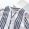 Summer Thin Section Vertical Striped Blouse Female South Korean Joker Brim Show Thin Striped Shirt 7 Minutes Of Sleeve Blouses 2