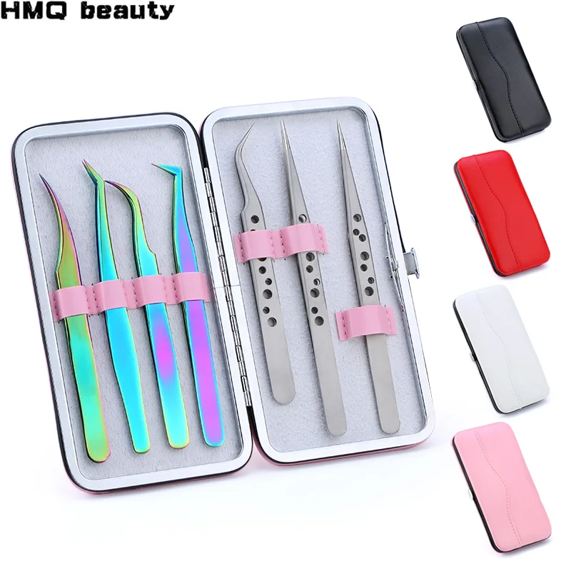  Makeup Eyelashes tweezer Tools Bag Eye Lash Extension Tweezers Case Cosmetic Tool Storage Box For t
