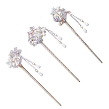 Китайский традиционный цветок имитация жемчуга кисточка для волос застежка палочки для волос шпильки для женщин девочек Свадебная вечеринка головные уборы Декор