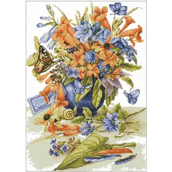

Butterfly and vase patterns Counted Cross Stitch 11CT 14CT 18CT DIY Cross Stitch Kits Embroidery Needlework Sets home decor
