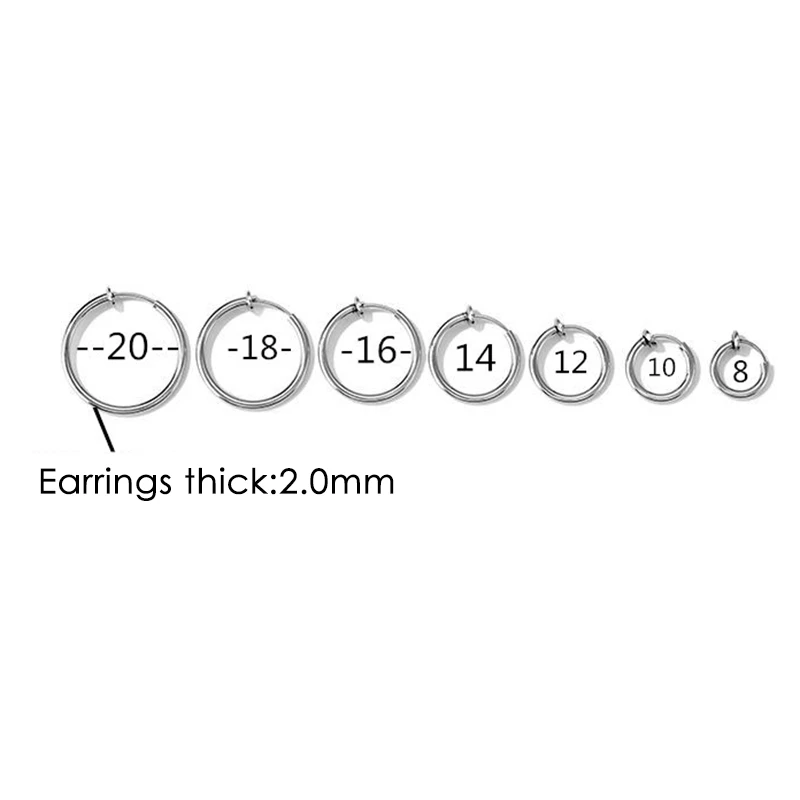 silver-14mm(1 pc) Canner Мода титановая сталь без отверстия для ушей пружинный зажим для ушей мужские и женские студенческие круглые серьги ювелирные изделия для ушей - Окраска металла: silver-14mm(1 pc)