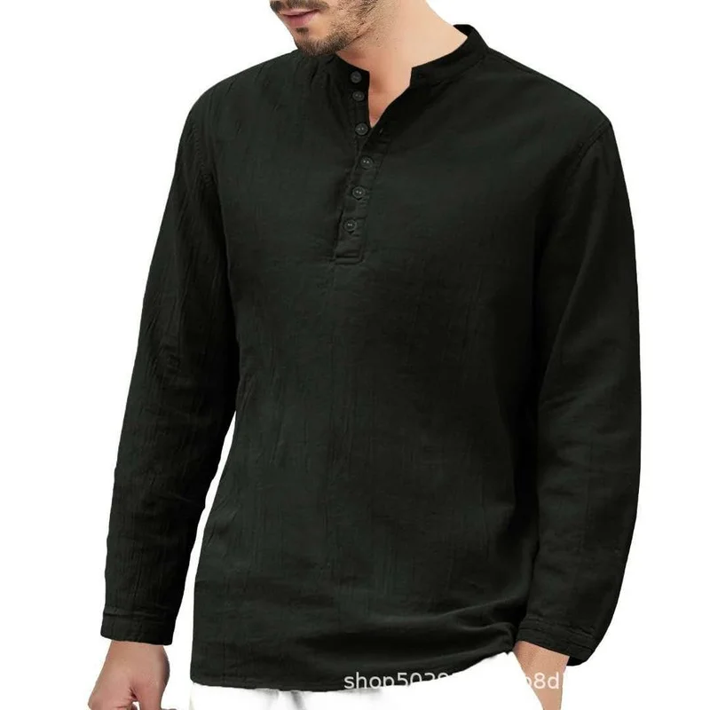 ICCLEK 2021 Hot Shirt Solid Color Cotton Long Sleeve Summer Men's Casual Shirt T-shirt