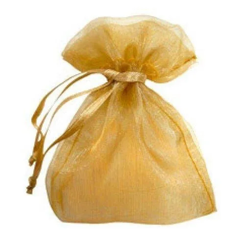 

100- 1 Golden Organza Bags candy bags 7*9cm .