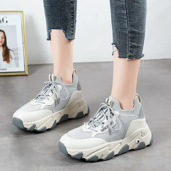 

2020 Woman Vulcanize Shoes Celebrity Chunky Sneakers Women Trendy Dad Sneakers Mesh Platform Shoes mujer vulcanizar los zapatos