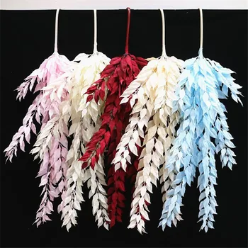 

6Pcs Fake Phoenix Tail Chlorophytum 46.06" Length Simulation Ombre Leaf for Wedding Home Decorative Artificial Plants