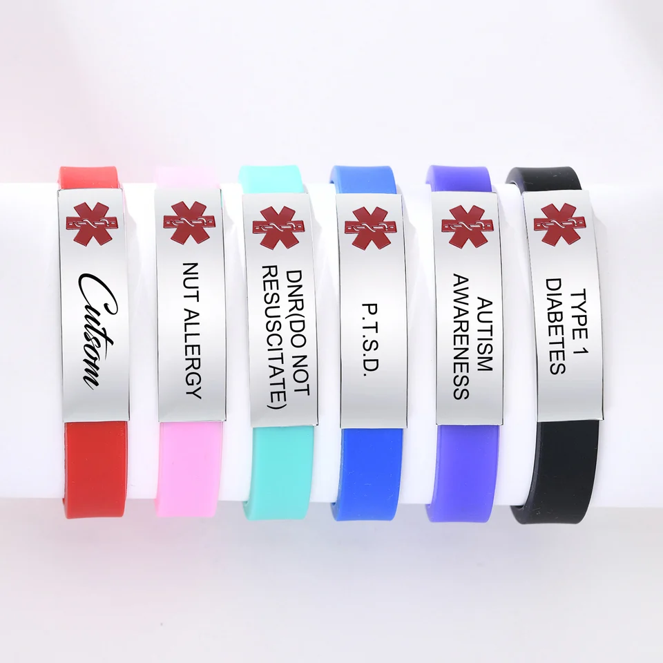 Bracciale Medico Personalizzabile In Acciaio Inossidabile Per Donne - VNOX, Impermeabile Con Incisione Gratuita E Tessera Inclusa - 2