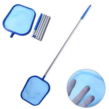 

1pc Blue Swimming Pool Net Aluminum + Plastic Leaf Rake Mesh Skimmer+5pcs Telescopic Section Pole for Spa Pools Cleaning Tools