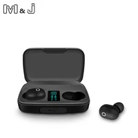 M & J TWS Fingerprint Touch Bluetooth słuchawki Stereo HD słuchawki bezprzewodowe redukcja szumów gamingowy zestaw słuchawkowy LED wyświetlacz mocy