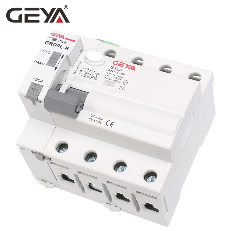 

GEYA GRD9L 4 Pole RCCB Recloser Breakers Automatic Reclosing Device Remote Control Circuit Breaker 63A 30mA
