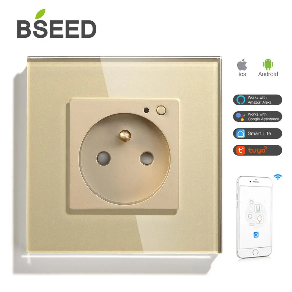 BSEED FR настенная розетка высокое качество стекло кристальная панель умная Франция
