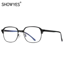 Анти-синий светильник, очки для женщин, Овальный ацетат+ сплав, Золотая оправа, синий светильник, блокирующие простые очки для мужчин, компьютерные очки 006