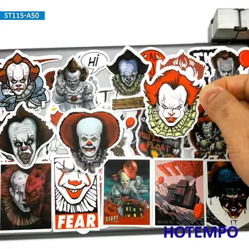 

50pcs Terror Joker Ghost Movie IT Horror Style Clown Anime Stickers for Mobile Phone Laptop Luggage Pad Skateboard Bike Stickers