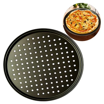 

2Pcs Baking Utensil 12-Inch User-Friendly Pizza Baking Pan Non-Stick Cooking Dishes