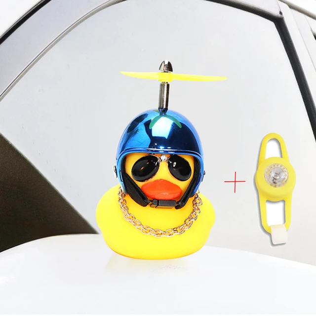 Small Yellow Bike Duck Bicycle bell Luminous Airscrew Helmet Duck Ducky Bicycle Wind Motor Riding Cycling Lights Horn Colorful L light