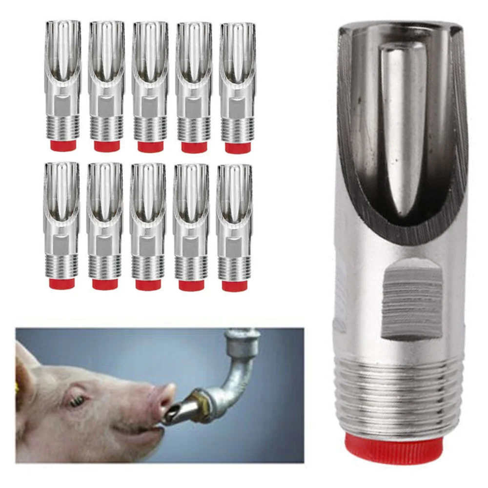 10PCS Stainless Steel PT Thread Pig Hog Automatic Nipple Drinker Waterer