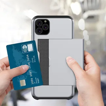 

50pcs Layer Hybrid PC Soft TPU Armor Cases For iPhone 11 Pro Max XS XR X 8 7 6 6S Plus 5 5S Shockproof Credit Card Holder Cover