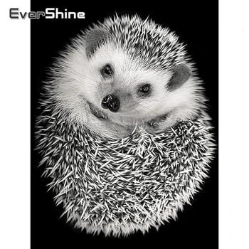 

EverShine Black White 5D Diamond Painting Hedgehog Cross Stitch Diamond Embroidery Animals Rhinestones Art Gift Home Decor