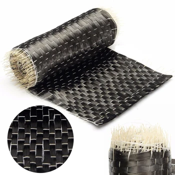 

New Arrival 12K 200G 10*100cm Black Carbon Fiber Cloth Fabric Tape Uni-directional Weave for Industry Fire Protection Using