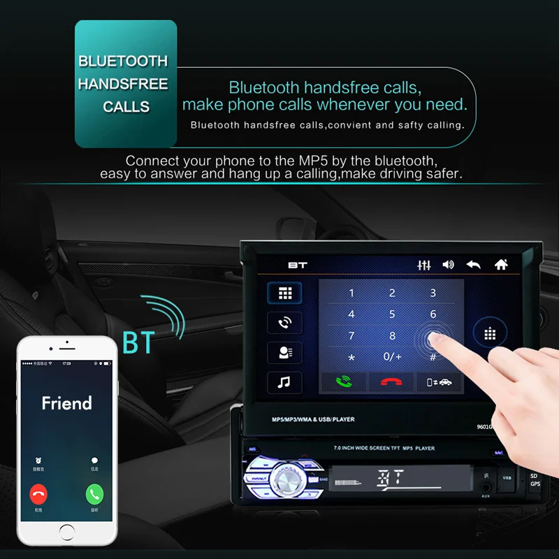 Автомобильное радио MP5 MP4 плеер gps Bluetooth Стерео FM USB TF AUX 1 DIN 7 дюймов радио кассетный плеер Зеркало Ссылка