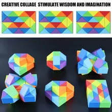 Jouet à règle magique 24 sections, Cube anti stress, Puzzle à main, boîte de jeu, cerveau amusant, jouets pliants pour cadeau de noël