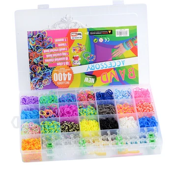 

28 Grids Kids Hair Rubber Loom Bands Elastic Rainbow Weave Ponytail Holder