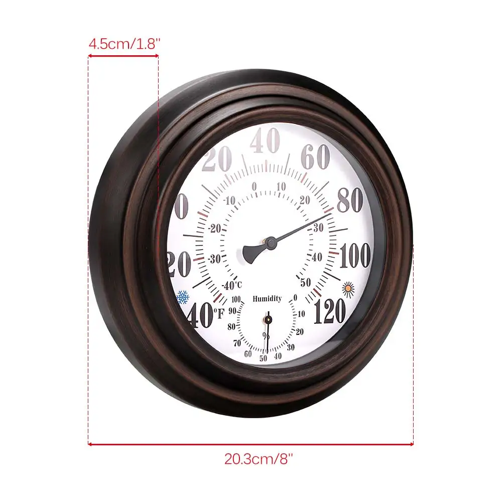 Thermometer Hygrometer Wall Metal Decorative Big Hanging Hygrometer Round Beautiful Thermometer For Room Kitchen Patio