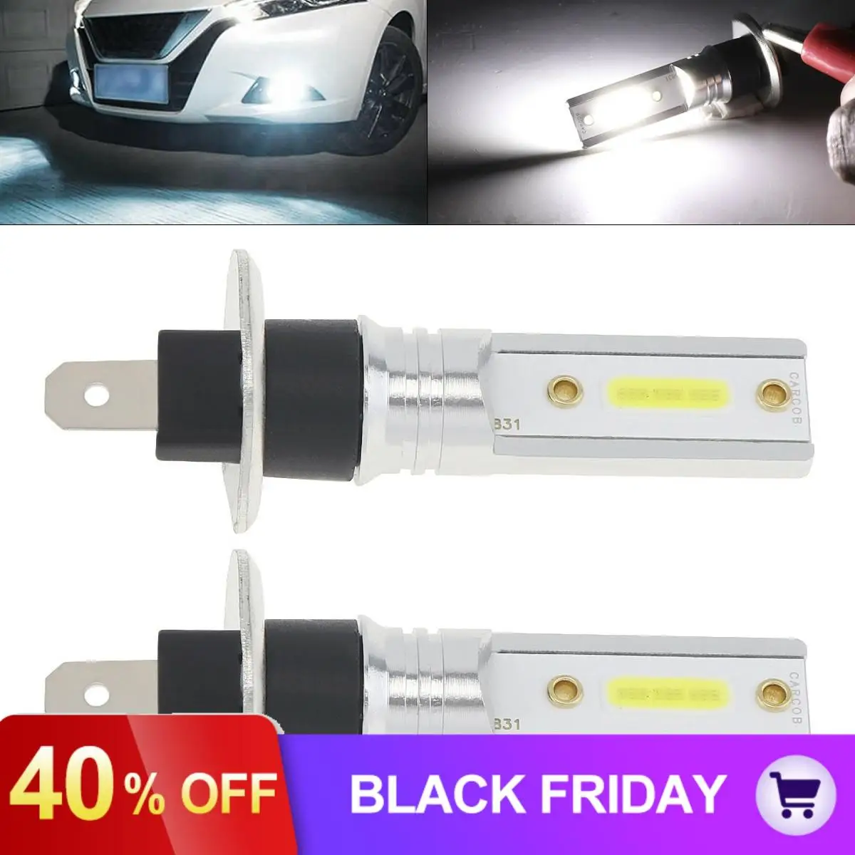 2 шт. 12V H1 COB SMD СВЕТОДИОДНЫЙ противотуманные фары Дневные Фары Светильник 1200LM 6500 K-7500 K белый автомобиль, вождения, бега, противотуманная фара авто светильник лампы