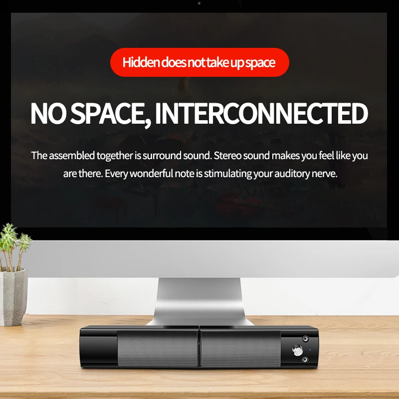 Caixa de Som para Computador Usb com Fio Computador Alto-falante Poderoso Soundbar Estéreo Subwoofer Baixo Surround Portátil Telefone Tablet Mp3 Mp4 - Imagem 2